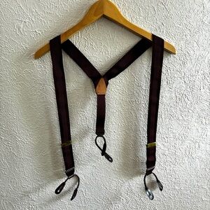 Burgundy Vintage Suspenders with Leather Accents